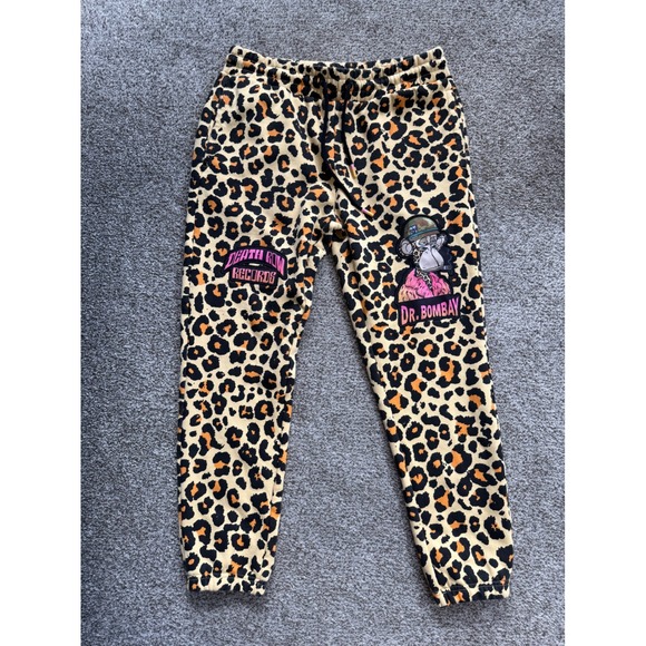 Death Row Records Leopard Print Jogger Sweatpants Dr. Bombay Patches L - Picture 1 of 8